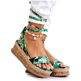 FB2 Sandaler Espadriller på kile grønne Roxanne blomster flerfarvet