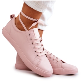 Dame læder sneakers Big Star JJ274071 Lys Pink lyserød
