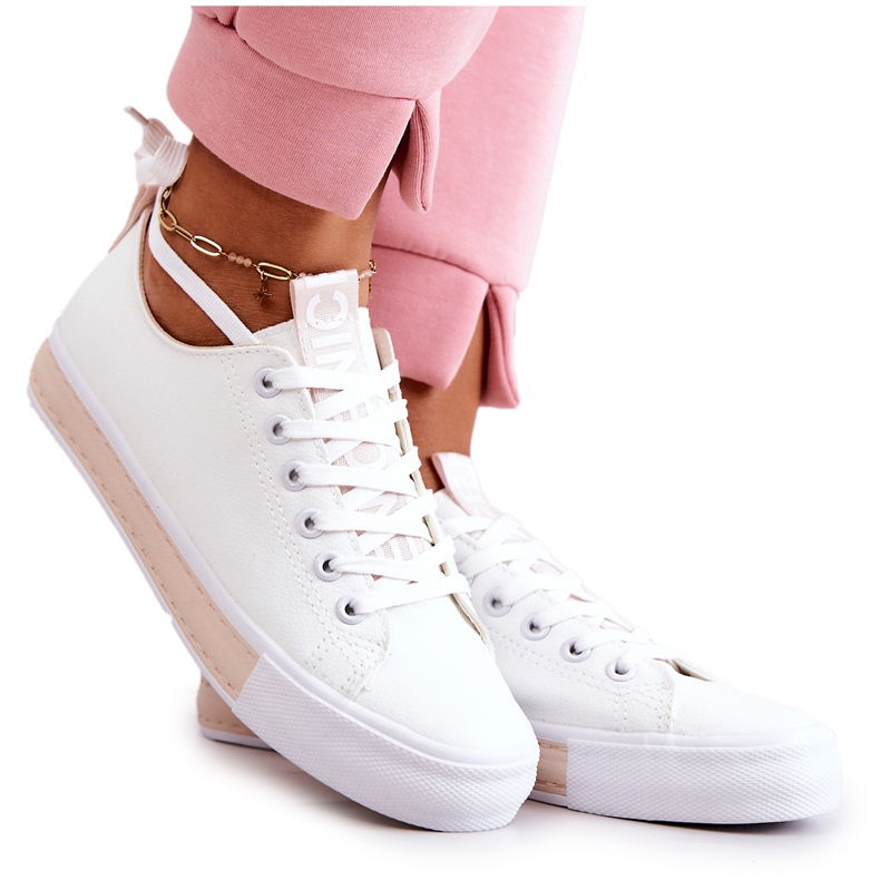 PS1 Sneakers i læder til kvinder Hvid-Beige Mikayla