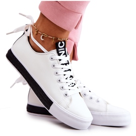 PS1 Mikayla sneakers i hvid og sort læder til kvinder