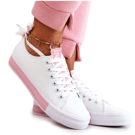 PS1 Sneakers i læder til kvinder Hvid-Pink Mikayla lyserød