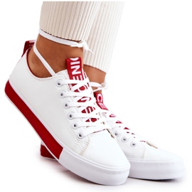 PS1 Sneakers i læder til kvinder, hvid og rød Mikayla