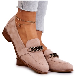 Vinceza Yasmin Beige Ruskind Brogues Loafers
