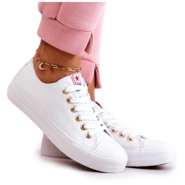 PE1 Klassiske sneakers til kvinder, hvid og guld Ecoma