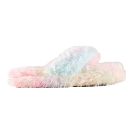TRENDI Pelsflip-flops blå lyserød grøn gul