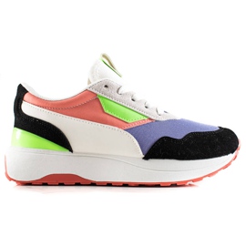 TRENDI Farverige sneakers på platformen hvid sort violet flerfarvet
