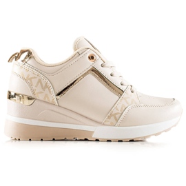 TRENDI Stilfulde wedge sneakers beige gylden
