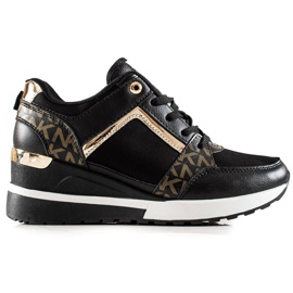 TRENDI Stilfulde wedge sneakers sort gylden