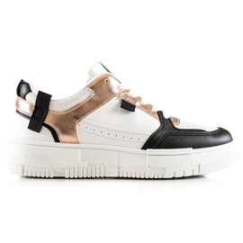 TRENDI Stilfulde sneakers hvid sort gylden