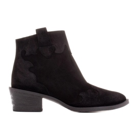 Marco Shoes Elegante ankelstøvler i læder med lave hæle sort
