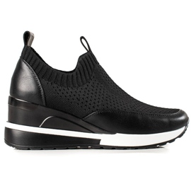 Tekstilsneakers på VINCEZA-kilen sort