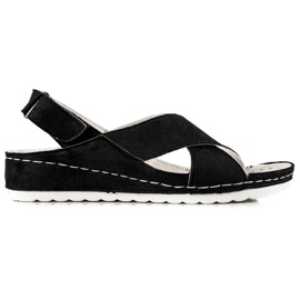 Ruskindssandaler med velcro VINCEZA sort