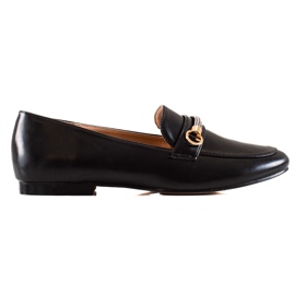 Ideal Shoes Elegante loafers med cubic zirconia sort