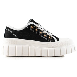 TRENDI Sneakers med snøre på platformen sort