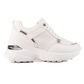 Diamantique Stilfulde sneakers på platformen hvid