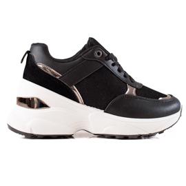Diamantique Stilfulde sneakers på platformen sort