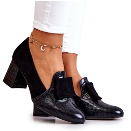 PA2 Sort Diana Suede Snakeskin Pumps