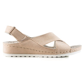 Ruskindssandaler med velcro VINCEZA beige