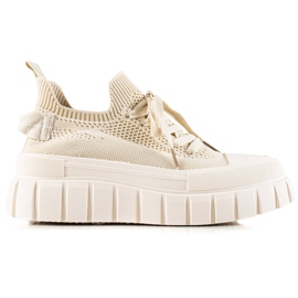 TRENDI Openwork sneakers på platformen beige