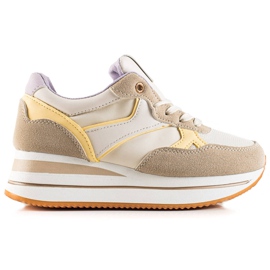 TRENDI Farverige Sneaks På Platformen beige
