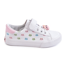 Vinceza Børne læder sneakers med velcro print Hvid Bonnie