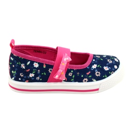 American Club Pigers ballerinas sneakers med en bue ti64/22 i blomster blå blå