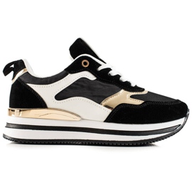 TRENDI Moderigtige SORTE og GULD Sneakers
