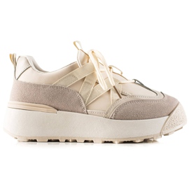 Seastar Bundet sneakers på platformen beige