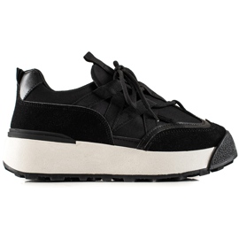 Seastar Bundet sneakers på platformen sort