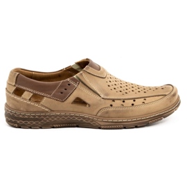 Olivier 893MP brune lædermoccasiner til mænd beige