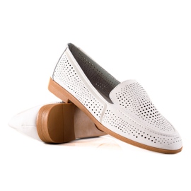 Goodin Loafers i læder med gennembrudt mønster hvid