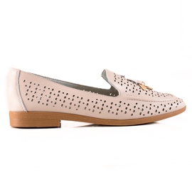 Goodin Læder Loafers Med Ornament beige