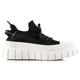 TRENDI Mode sneakers på platformen sort