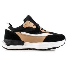 TRENDI Komfortable SORT OG BEIGE Sneakers