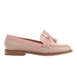 Marco Shoes Loafers med dekorative frynser beige lyserød