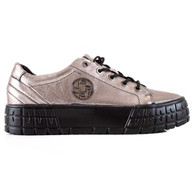 Filippo Læder sneakers på platformen beige