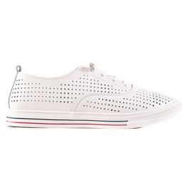 VINCEZA sneakers i gennembrudt læder hvid