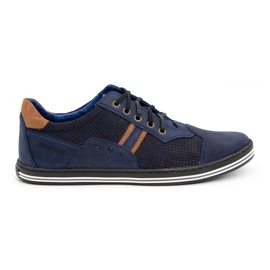Polbut Herre fritidssko 1801P marineblå nubuck / kamel