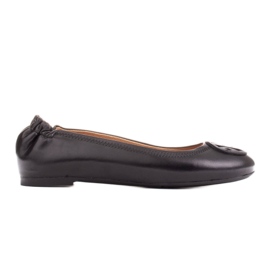 Marco Shoes Ballerinaer med flad læderdekoration sort