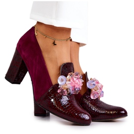 Suede Snakeskin Pumps med rødbrun Mallory Ornament