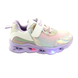 NEWS ADI Sportssko LED Glødende Velcro Nyheder 22DZ32-4837 Lilac-White lilla lyserød sølv