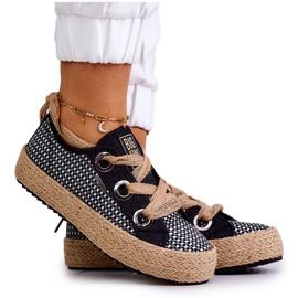 Dame flettede sneakers Big Star JJ274393 Sort beige
