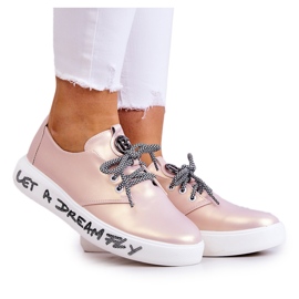 S.Barski Dame læder sneakers med metallisk Carrey Pink beige lyserød