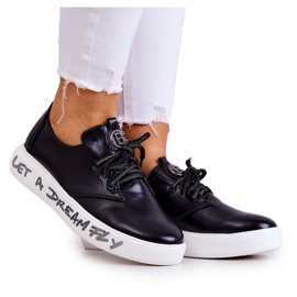 S.Barski Sneakers i læder til kvinder med sort Carrey-dekoration