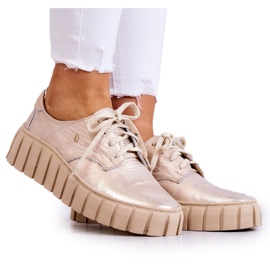 Lemar Læder Brogues På Beige-Gold Hypnosis Platform gylden