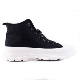 TRENDI Tekstil sorte sneakers