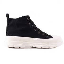 TRENDI Komfortable sneakers på platformen sort