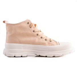 TRENDI Komfortable sneakers på platformen beige