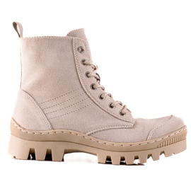 S. BARSKI Snørestøvler fra S.BARSKI beige