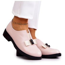 S.Barski Kvinders Brogues Slip On Med Beige Janelle Dekoration lyserød